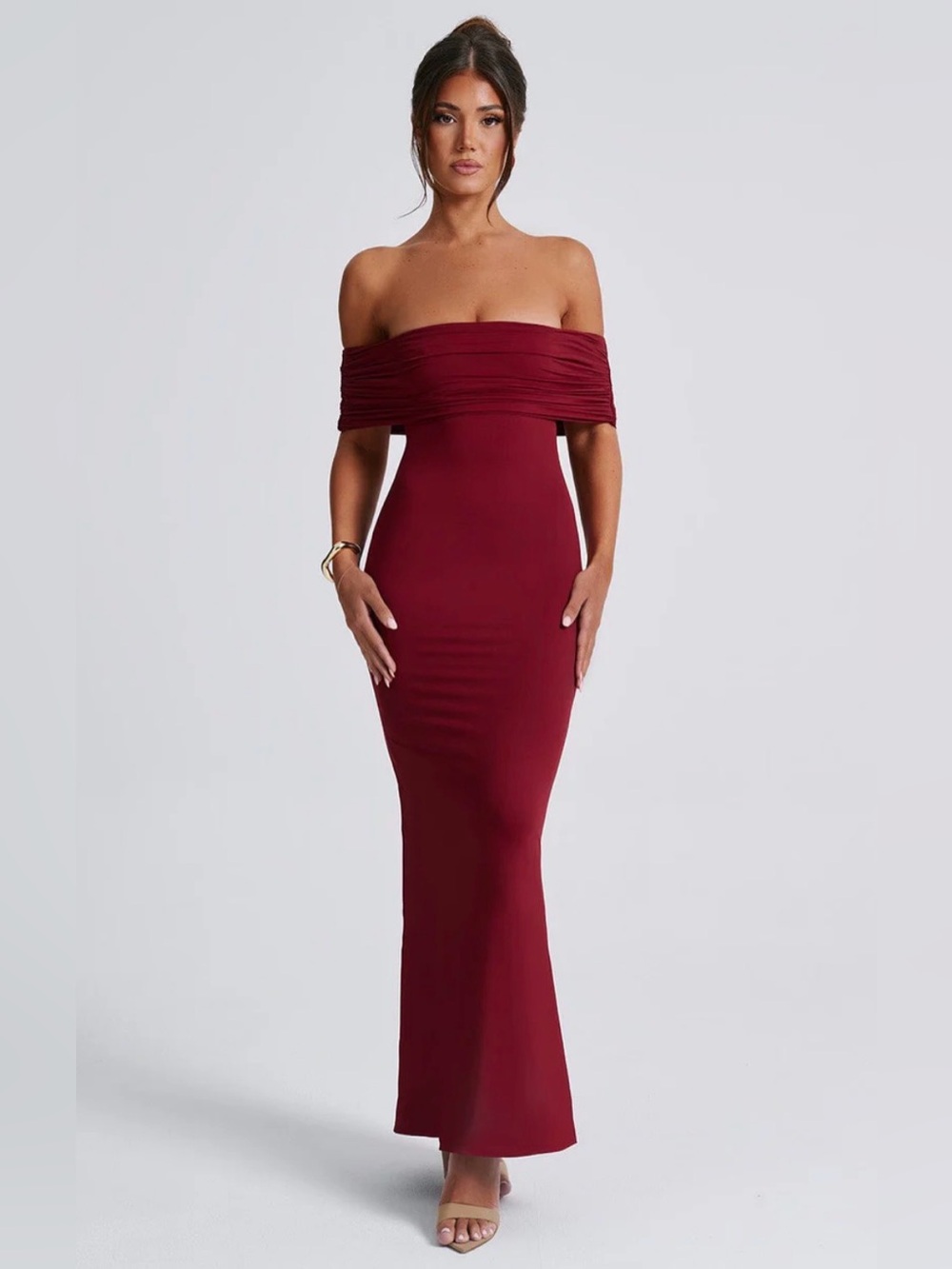 NEW BABYBOO BELINDA MAXI DRESS - BURGUNDY, MEDIUM - Picture 3 of 10